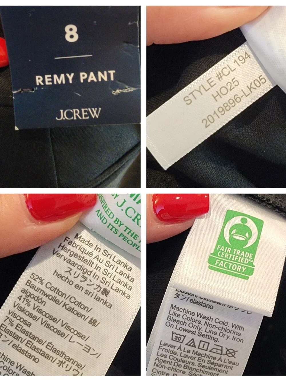 NWT J. Crew Remy Black Pants Full Length Wide Leg Highrise Cotton Blend Size 8